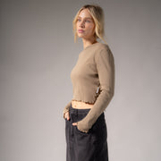 Essentials - Long Sleeve Ribbed Tee - Camel Gold - The Laundry Room
