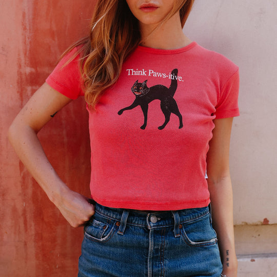 Think Paws-itive - Baby Tee - Vintage Red