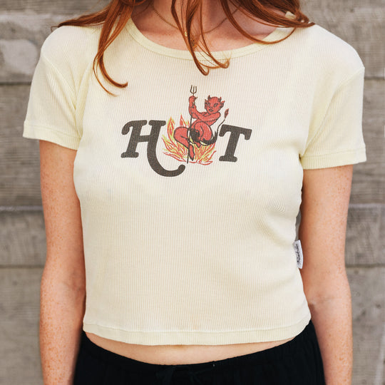 Hot As Hell - Baby Tee - Vintage Yellow