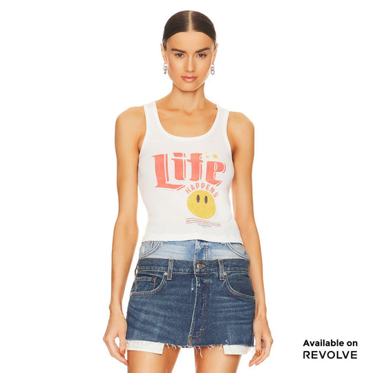 Life Happens - Rib Tank - White White / XS