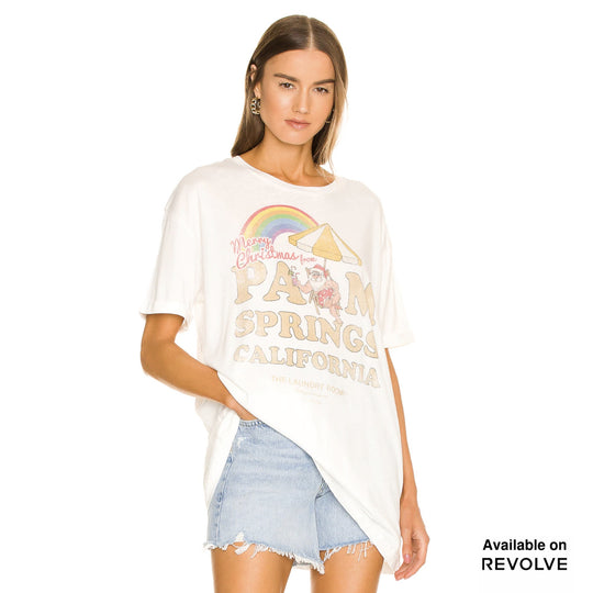 Palm Springs Christmas - Oversized Tee - White White / XS