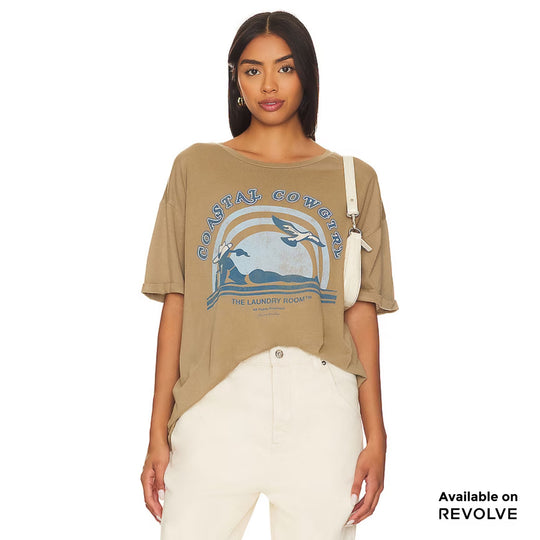 Coastal Cowgirl - Oversized Tee - Camel Gold Camel Gold / XS