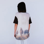 Ranch Life - Oversized Tee - White & Brown - The Laundry Room