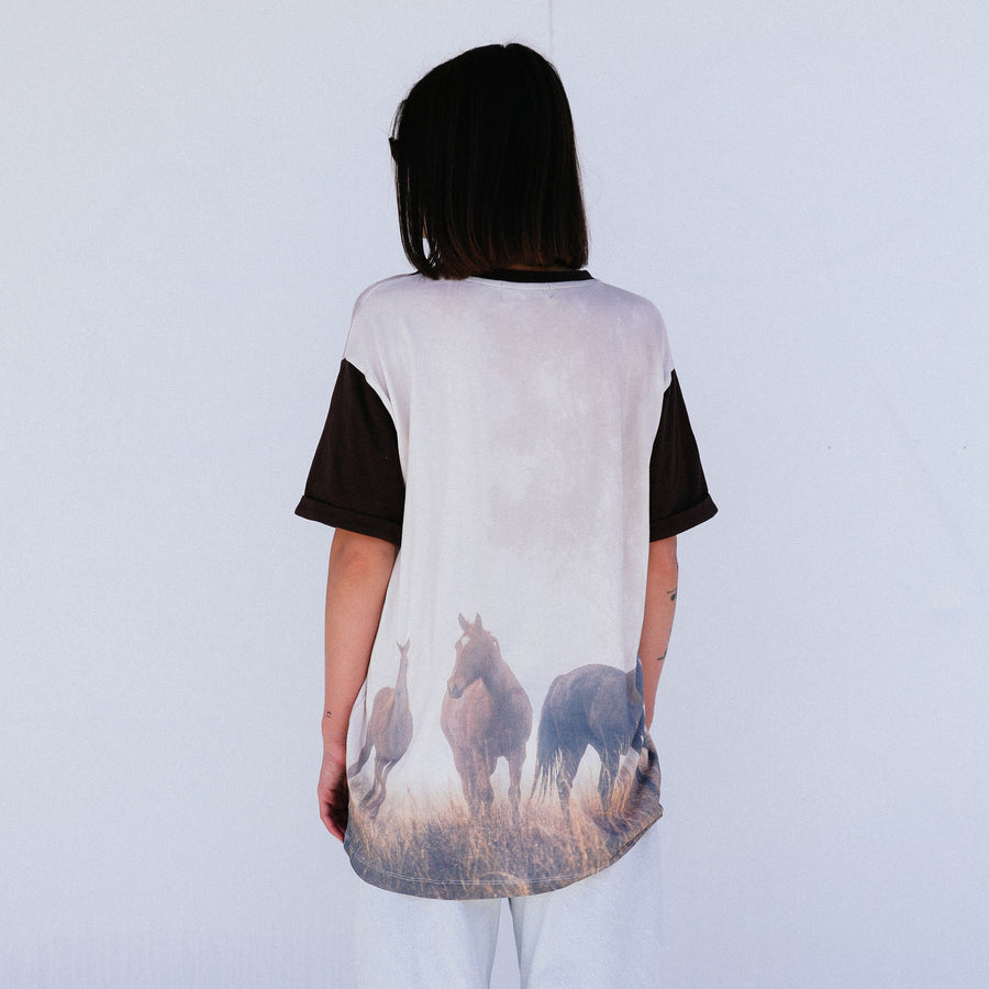 Ranch Life - Oversized Tee - White & Brown - The Laundry Room