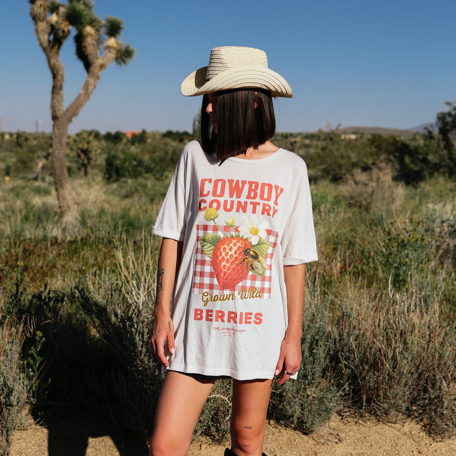 Cowboy Country Berries - Oversized Tee - Bone - The Laundry Room