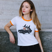 Spellbound - Perfect Ringer Tee - White & Orange