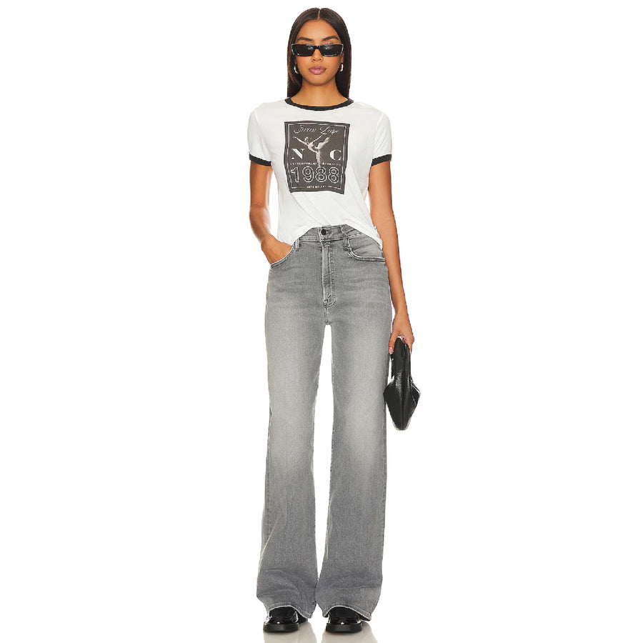 Swan Lane - Perfect Ringer Tee - White & Black Snow - The Laundry Room