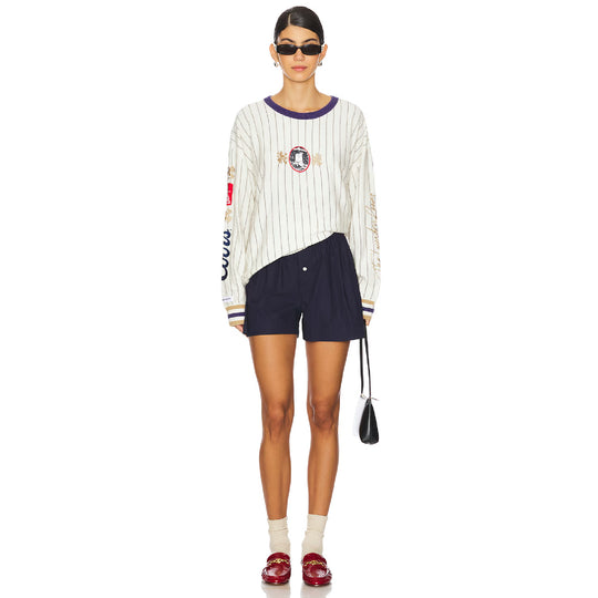 Coors River Crest - Cashmere Sweater - White & Tan Stripe - The Laundry Room
