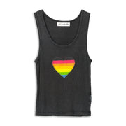 Infinite Love Rainbow - Rib Tank - Black Snow
