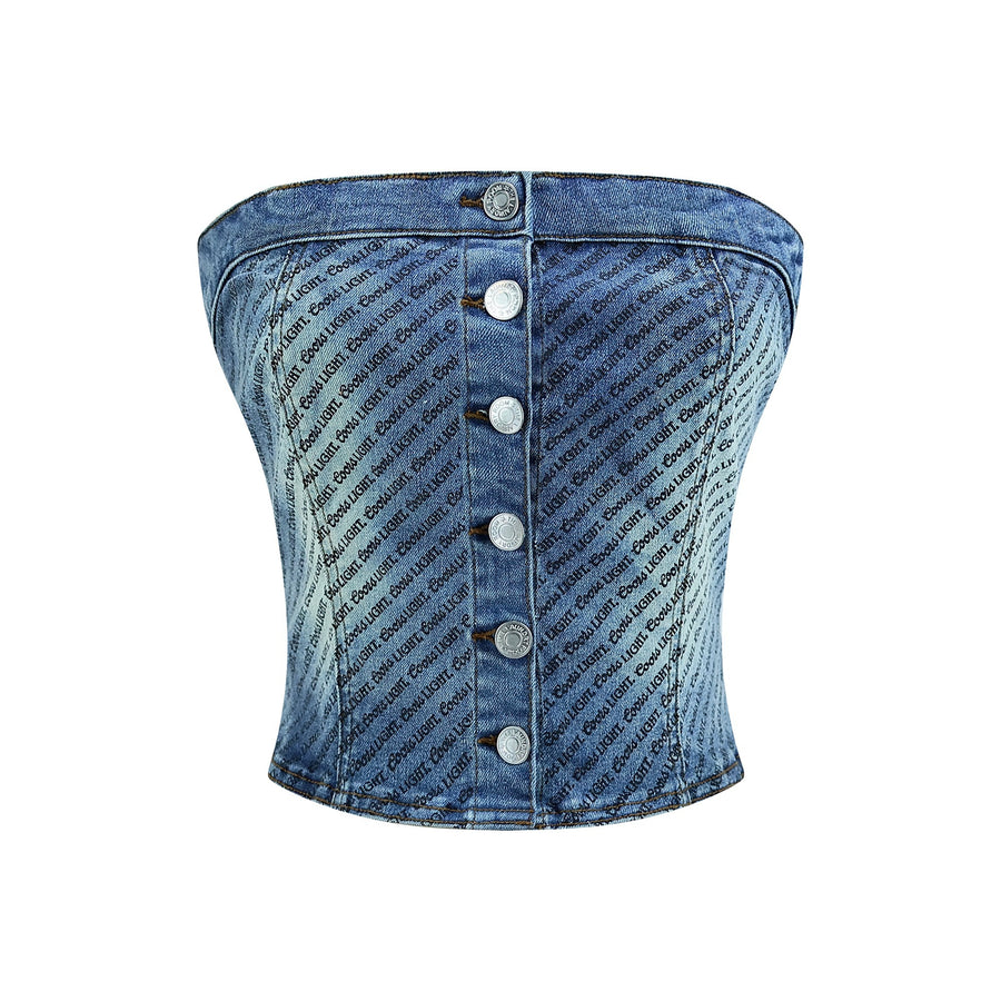 Coors Light Logo - Printed Denim Bustier - Salton Sea - The Laundry Room