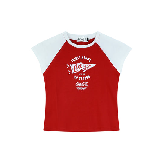 Thirst Knows No Season - Raglan Baby Tee - Red & White
