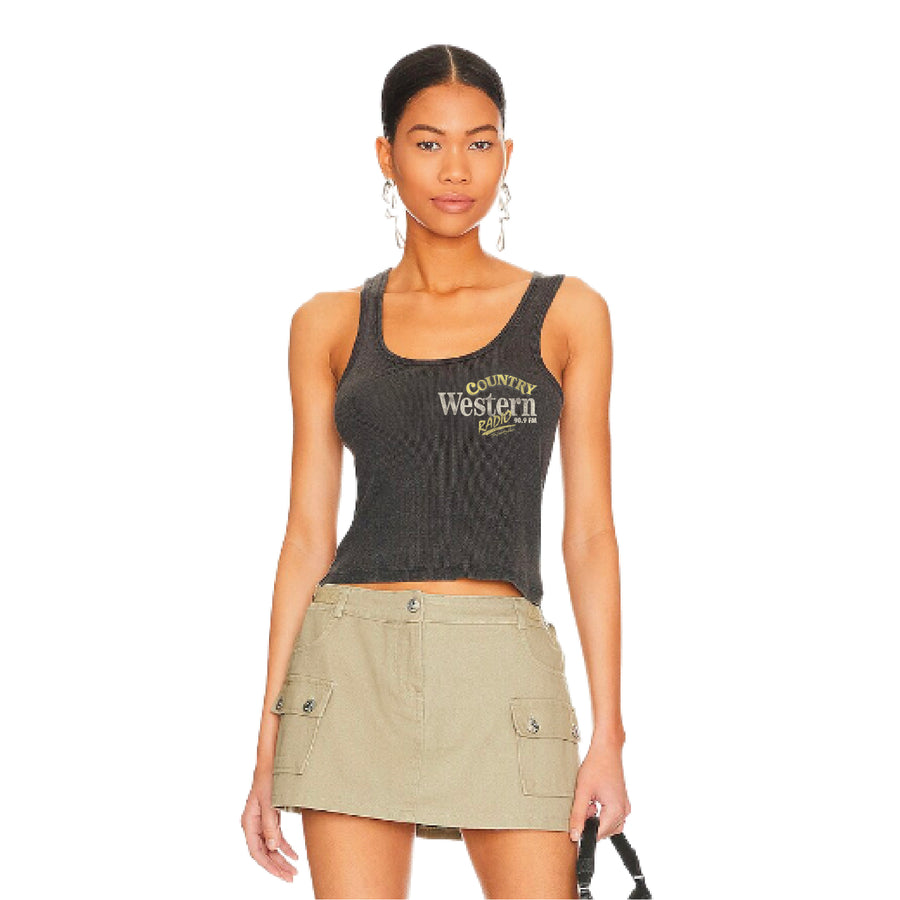 Country Western Radio - Rib Tank - Black Snow - The Laundry Room