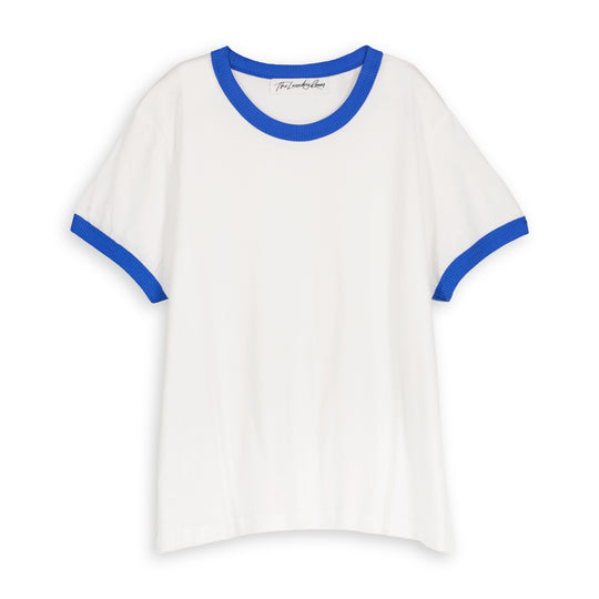 Essentials - Perfect Ringer Tee - White & Blue - The Laundry Room