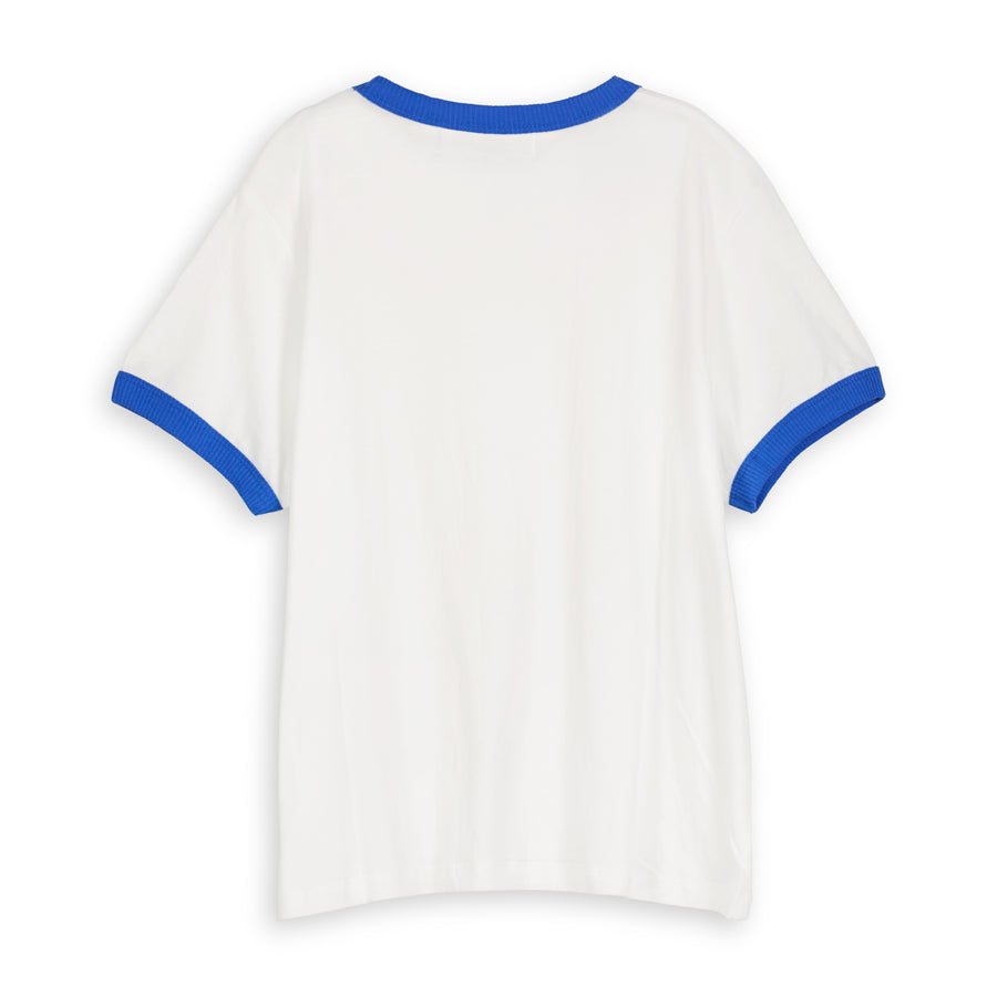 Essentials - Perfect Ringer Tee - White & Blue - The Laundry Room