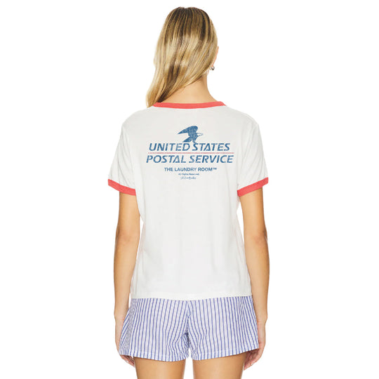Official Usps Tm - Perfect Ringer Tee - White & Red