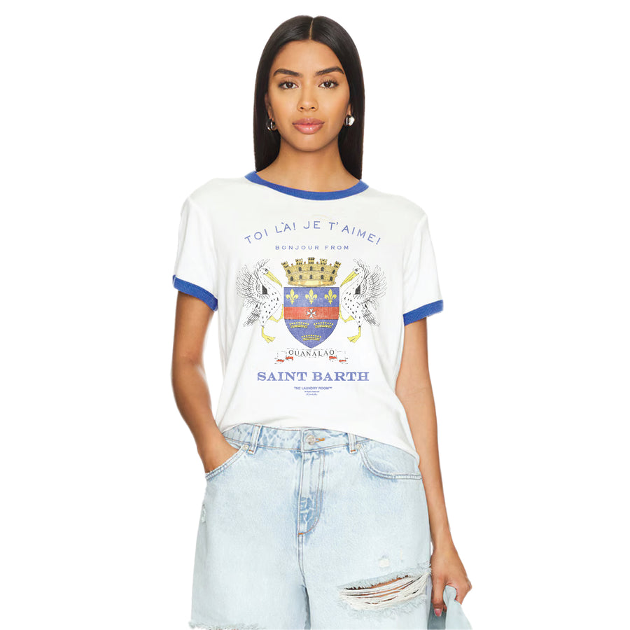Saint Barth Crest - Perfect Ringer Tee - White & Blue