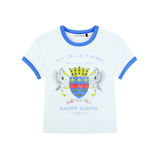Saint Barth Crest - Perfect Ringer Tee - White & Blue