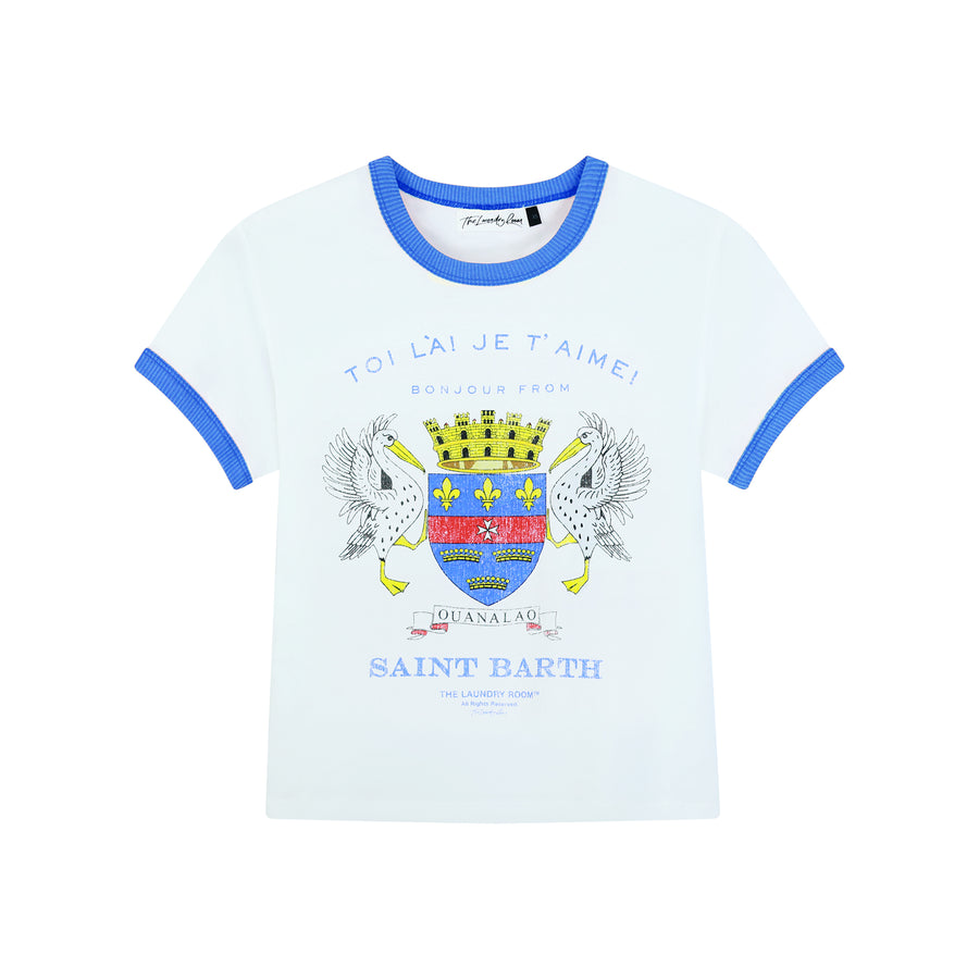 Saint Barth Crest - Perfect Ringer Tee - White & Blue