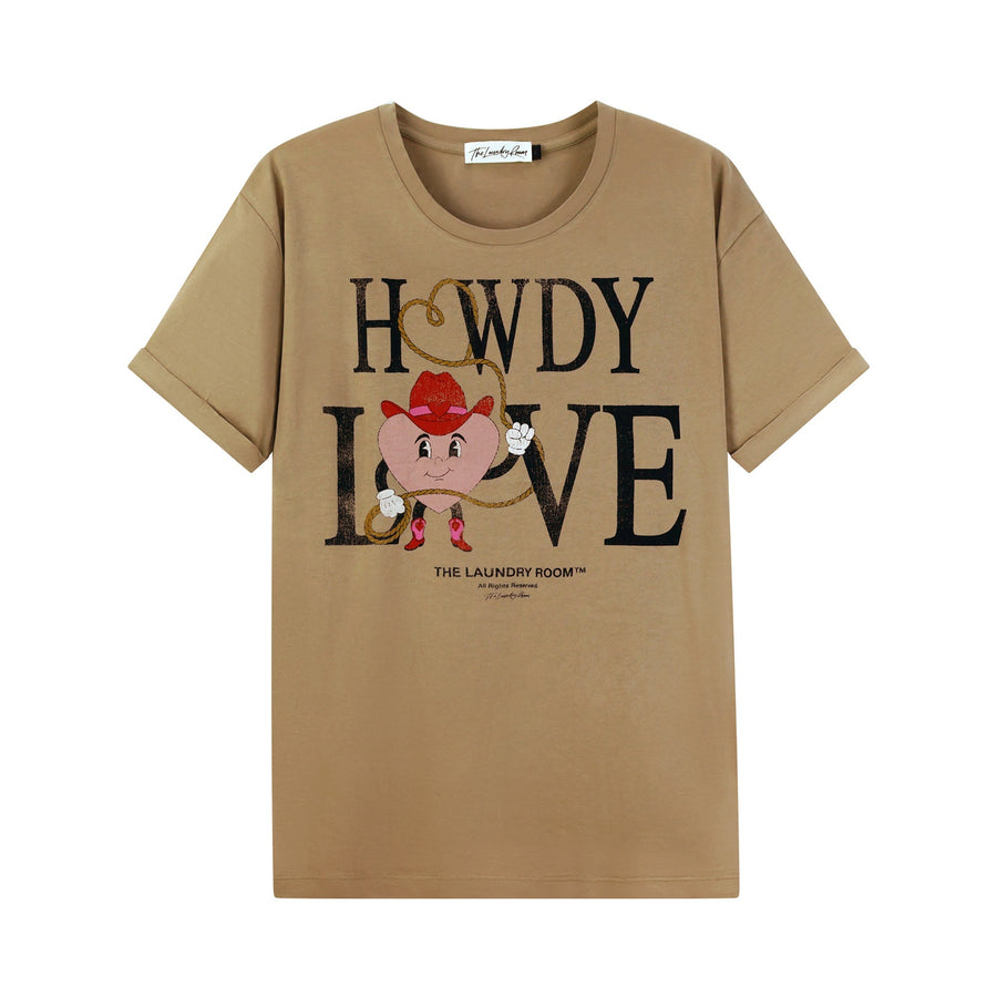 Howdy Love - Oversized Tee - Camel Gold