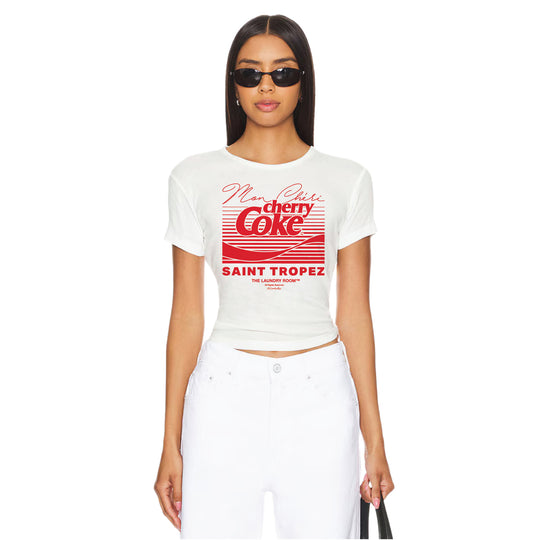 Cherry Coke Saint Tropez - Baby Tee - White