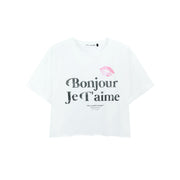 Hello I Love You - Crop Oversized Tee - White