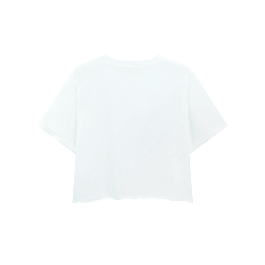 Hello I Love You - Crop Oversized Tee - White