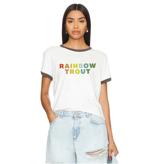 Rainbow Trout - Perfect Ringer Tee - White & Brown - The Laundry Room