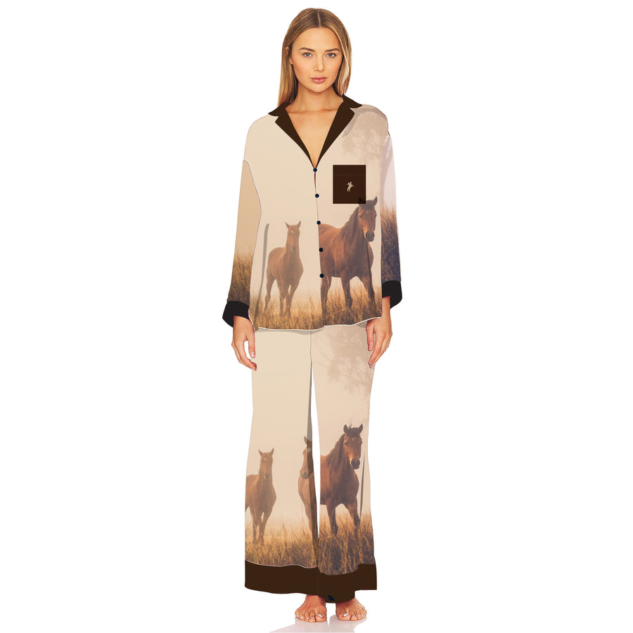 Ranch Life - Silky PJ Set - Brown