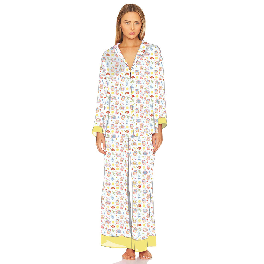 Wild Caught Sardines - Silky PJ Set - White