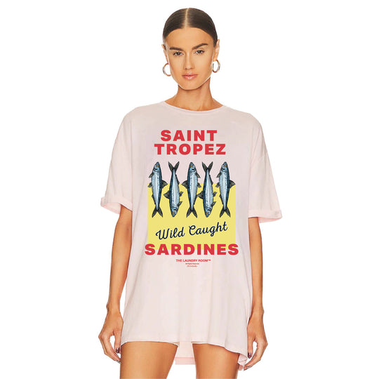 Saint Tropez Sardines - Oversized Tee - Blush Pink - The Laundry Room