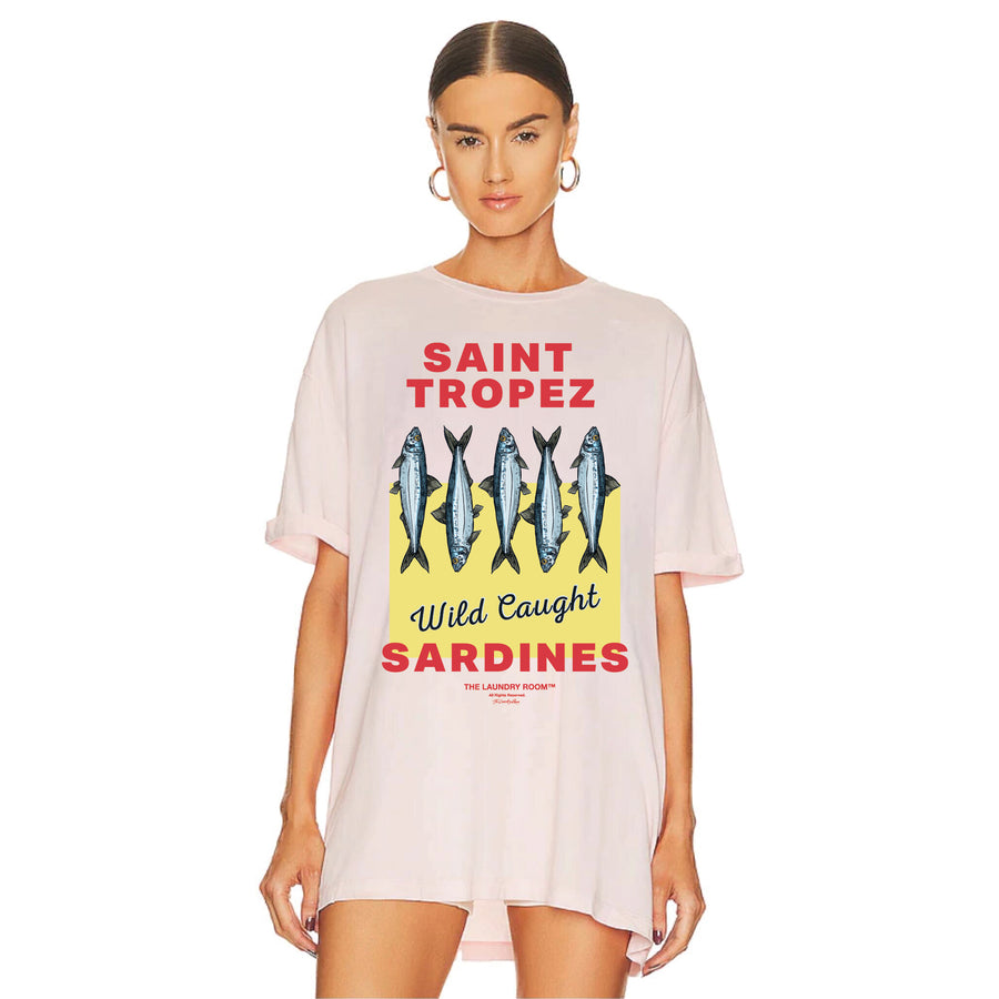 Saint Tropez Sardines - Oversized Tee - Blush Pink - The Laundry Room