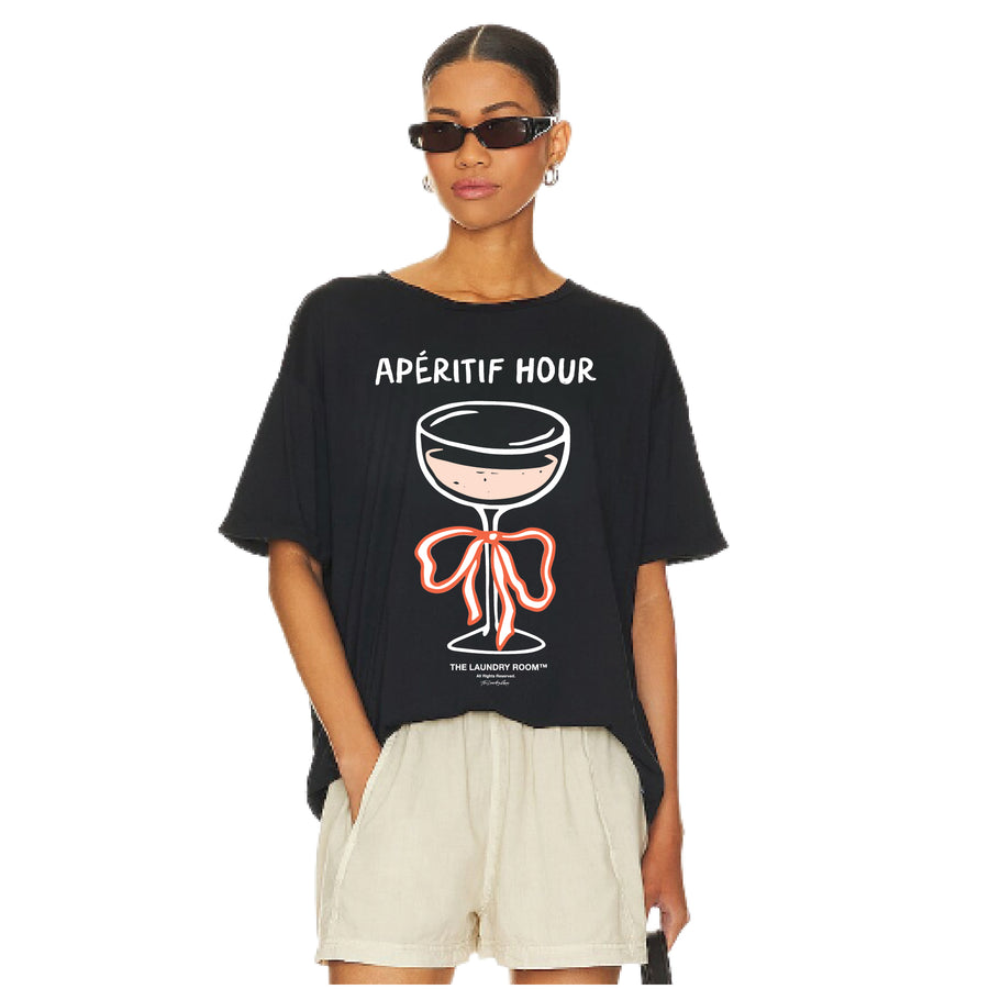 Apertif Hour - Oversized Tee - Black - The Laundry Room