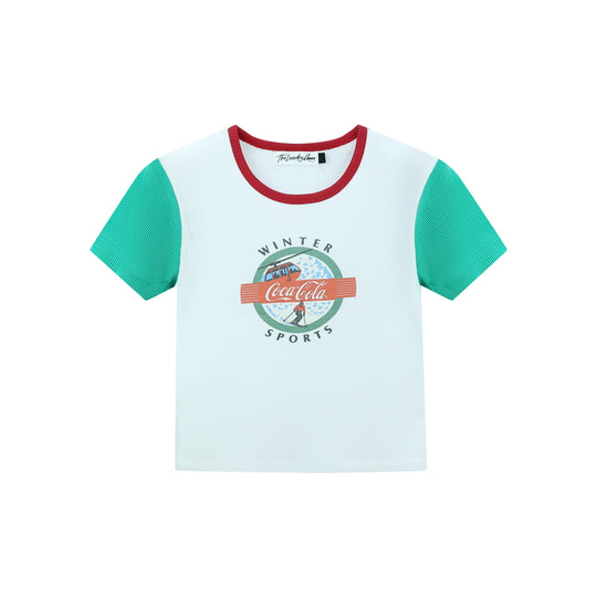 Coca Cola Winter Sports SMU - Baby Tee - White & Green - The Laundry Room