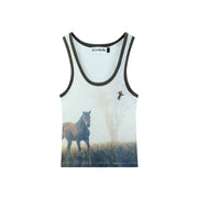 Ranch Life - Rib Tank - White & Brown - The Laundry Room