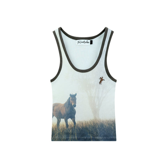 Ranch Life - Rib Tank - White & Brown - The Laundry Room