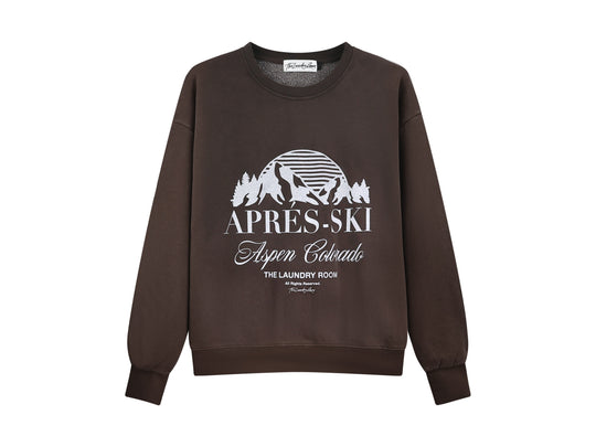 Apres-Ski Aspen Colorado - Classic Crewneck Sweater - Chocolate