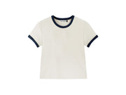 Essentials - Perfect Ringer Tee - Bone & Navy Snow - The Laundry Room
