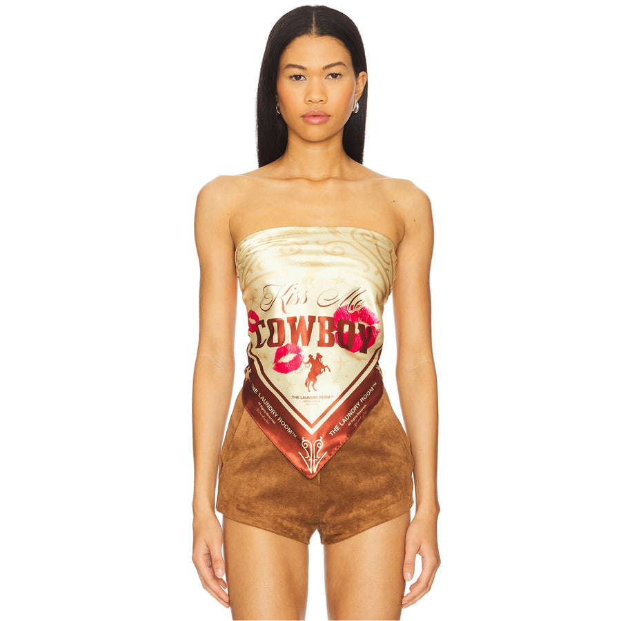 Kiss Me Cowboy - Silky Bandana - Brown - The Laundry Room