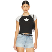 Stardom - Baby Tee - Black Snow & White