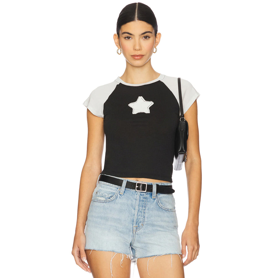 Stardom - Baby Tee - Black Snow & White