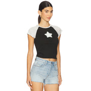Stardom - Baby Tee - Black Snow & White
