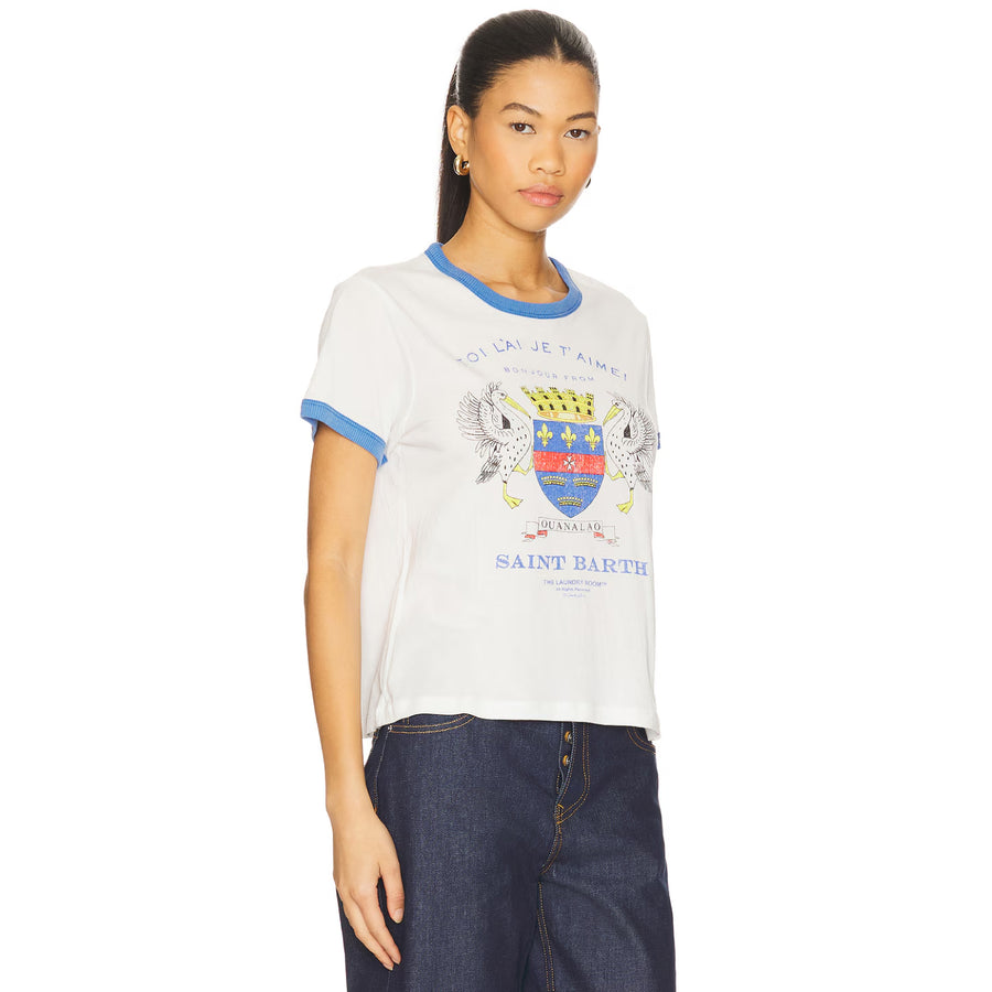 Saint Barth Crest - Perfect Ringer Tee - White & Blue