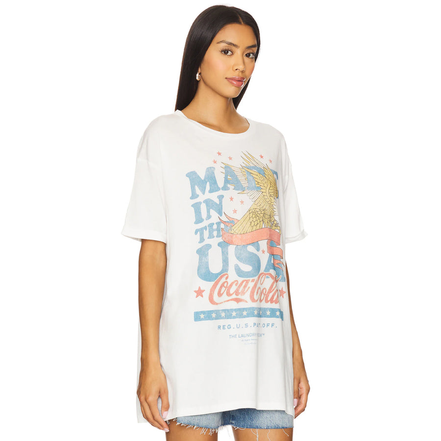 Coca Cola USA Banner - Oversized Tee - White