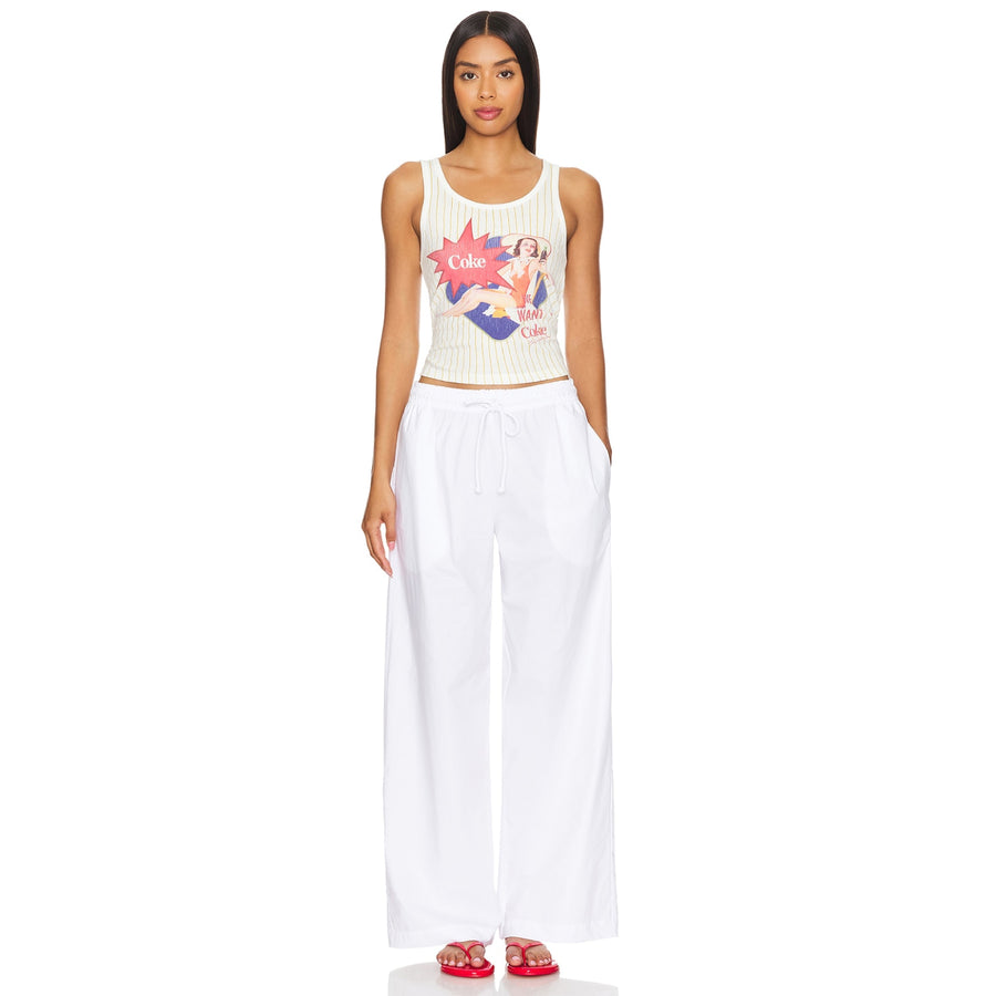 We Want Coke  - Rib Tank - White & Tan Stripe - The Laundry Room