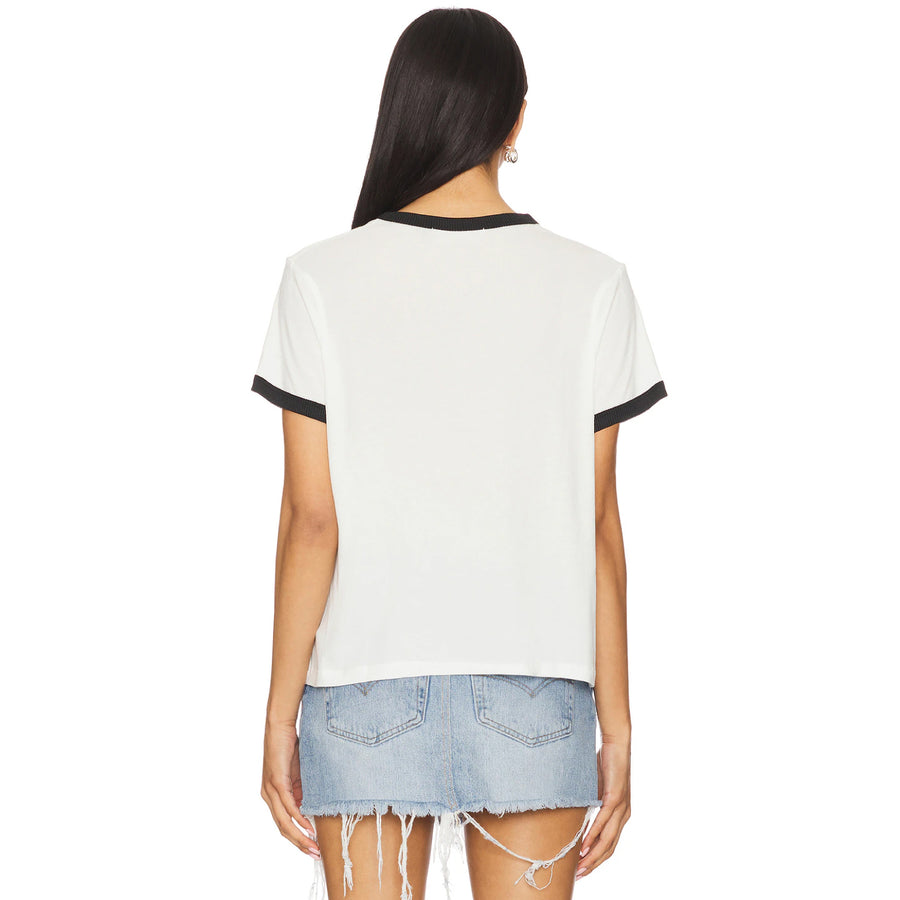 This. Never. Happened. - Perfect Ringer Tee - White & Black Snow - The Laundry Room