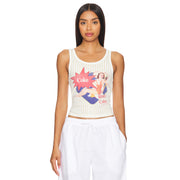 We Want Coke  - Rib Tank - White & Tan Stripe - The Laundry Room