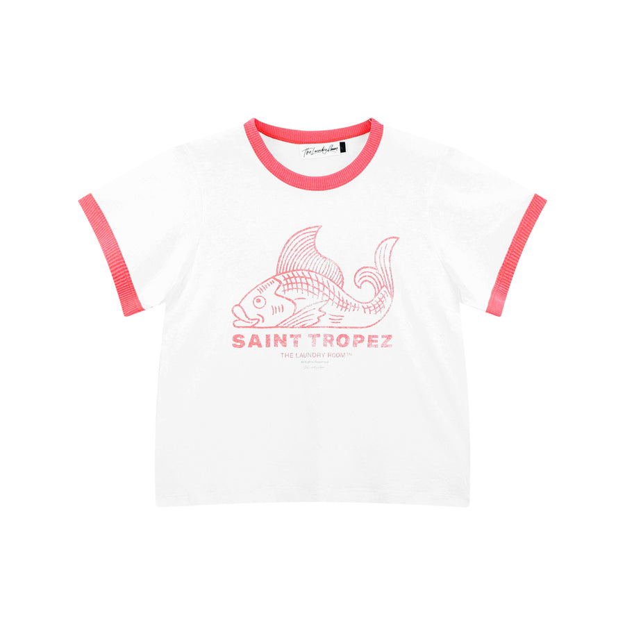 Saint Tropez Fish - Perfect Ringer Tee - White & Red - The Laundry Room