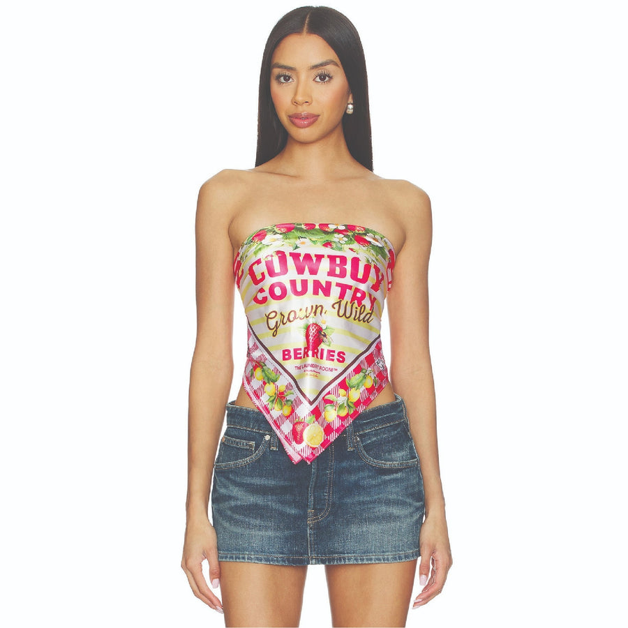 Cowboy Country Grown Wild Berries - Silky Bandana - Red Gingham - The Laundry Room