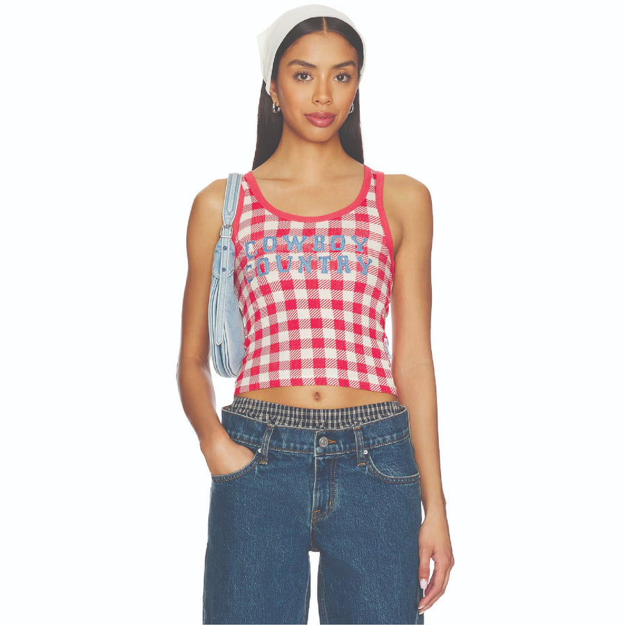 Cowboy Country Denim - Rib Tank - Red Gingham - The Laundry Room