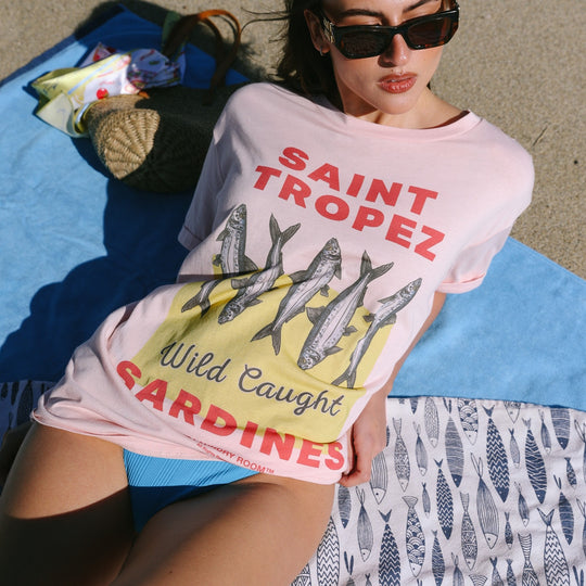 Saint Tropez Sardines - Oversized Tee - Blush Pink - The Laundry Room